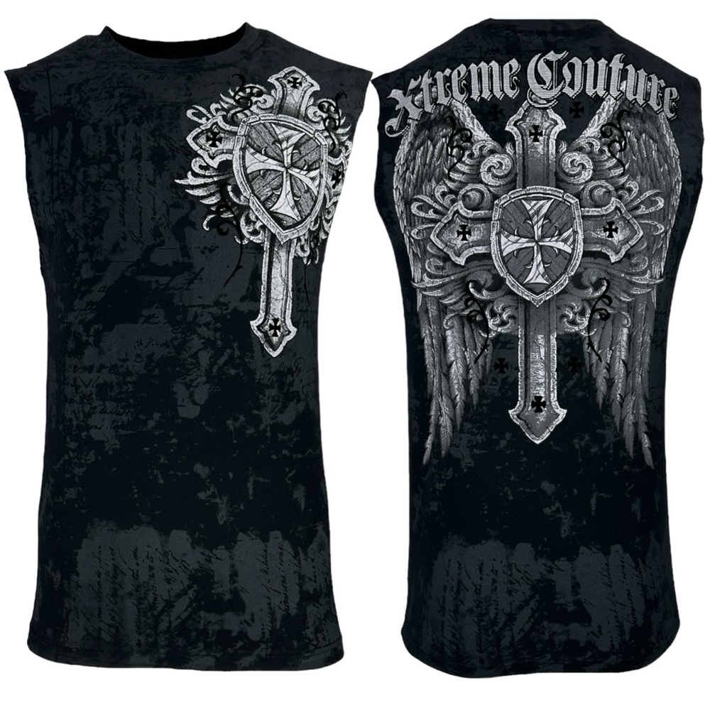 Xtreme Couture By Affliction Men's Muscle T-shirt Tank Top Ragged Faith